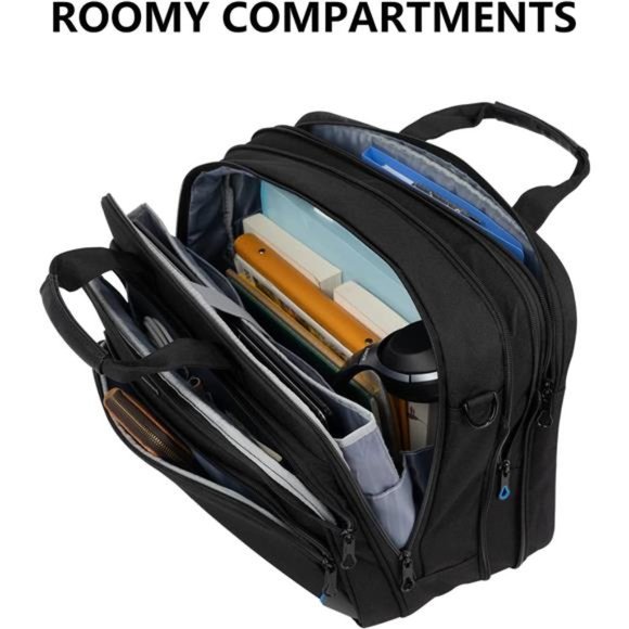 KROSER Laptop Bag 17.3 Inch Expandable Laptop Shoulder Messenger Bag - Picture 6 of 7